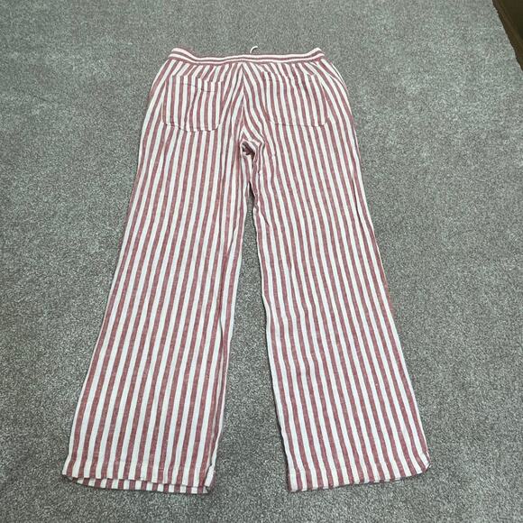 Old Navy womens striped pullon pants sz medium linen blend beachy light weight - Picture 2 of 12